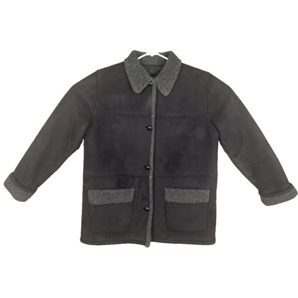 Ralph Lauren Authentic Winter Classic Gray Thick Jacket‎ Leather Buttons Medium